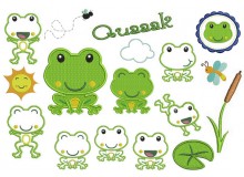 Stickserie Froschteich Quaaak